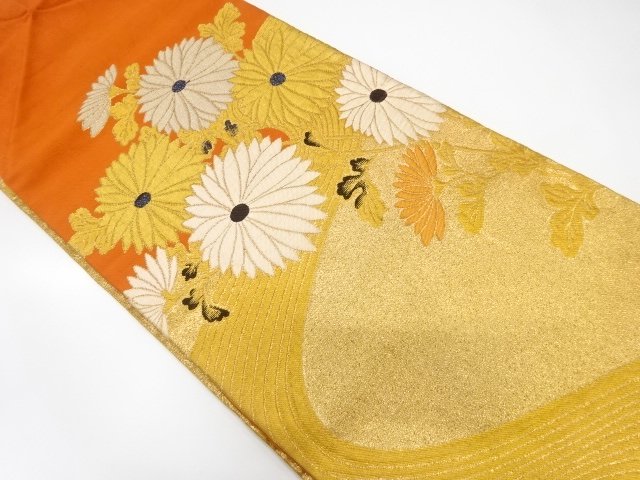 JAPANESEKIMONO / ANTIQUE ANTIQUE CHRYSANTHEMUM PATTERN WOVEN NAGOYA OB